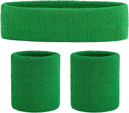Vista 119 de ONUPGO - Conjunto de diadema y muñequeras deportivas para el sudor, hechas de algodón con bucles, muñequeras, contra humedad