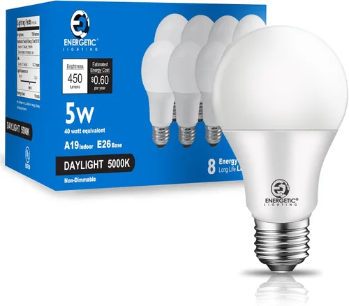 Vista 9 de ENERGETIC SMARTER LIGHTING Bombilla LED A19 equivalente a 40 W, blanco suave 2700 K, certificación UL, base estándar E26, bombilla LED no regulable