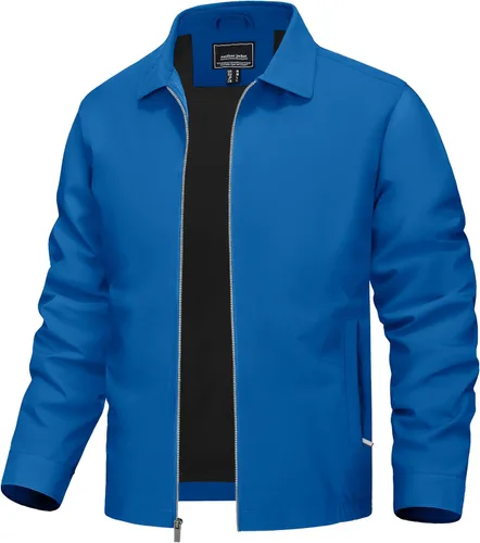 Vista 8 de TACVASEN Chaqueta Cortavientos Ligera para Hombre con Cremallera Completa Cuello Plegable Chaquetas Abrigo Casual Ligero con Bolsillos con Cremallera