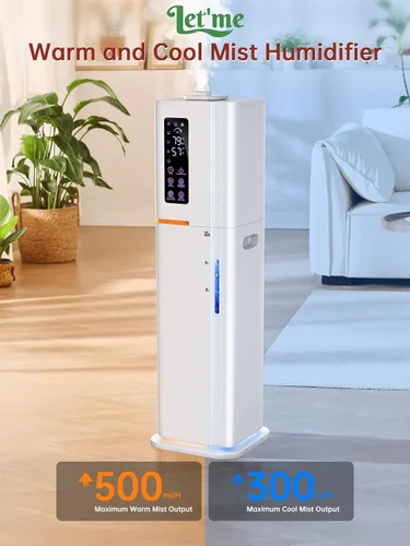 Vista 3 de Humidificadores de 2.64 galones para habitación grande, niebla cálida y fría de hasta 500 pies cuadrados, difusor de luz ambiental de llenado