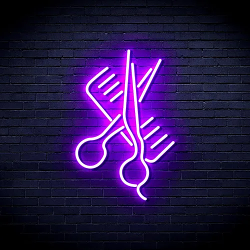Vista 14 de AdvPro Comb & Scissors Flex Silicone LED Neon Sign - Azul - st16s32-fnu0363-b
