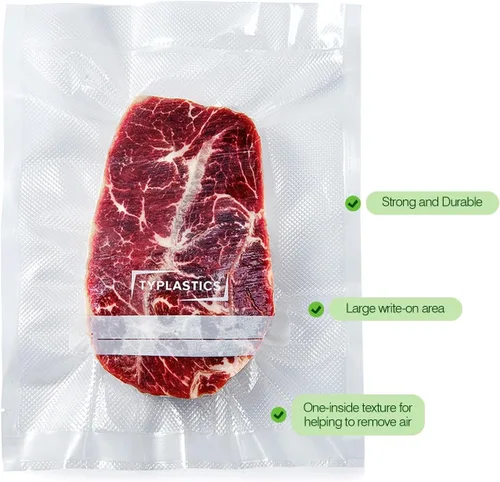 Vista 2 de Bolsas selladoras al vacío TYPLASTICS para almacenamiento hermético de alimentos, 1 galón, bolsas precortadas, 100 unidades Food Storage