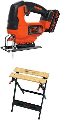Vista 7 de BLACK+DECKER Sierra de calar de 20V MAX con paquete de batería de iones de litio adicional de 4-Ah (BDCJS20C & LB2X4020)