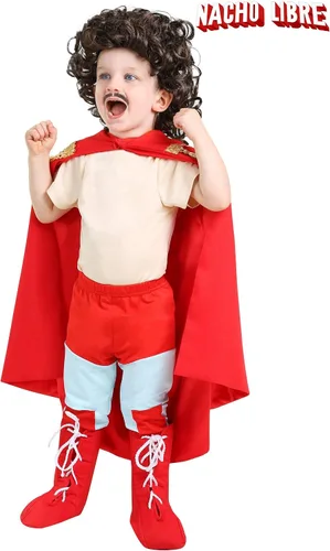 Vista 2 de Disfraz de Nacho Libre de Luchador mexicano para niños