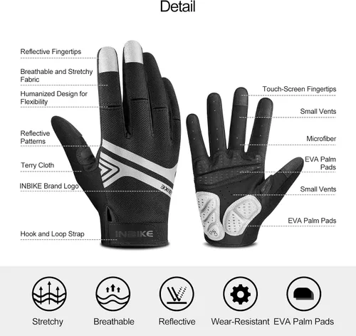 Vista 6 de INBIKE - Guantes para bicicleta de montaña MTB, categoría BMX, categoría ATV, todoterreno, DH, de descenso, para ciclismo, carretera, carreras
