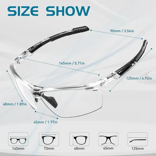 Vista 3 de SCVCN Gafas de sol deportivas fotocromáticas para ciclismo, gafas transparentes para hombres y mujeres, protección UV400, MTB BMX, pesca, correr, S86