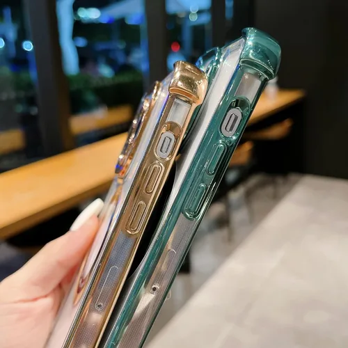 Vista 4 de Funda magnética transparente para iPhone 11, funda de lujo con cuatro esquinas brillantes, protección a prueba de golpes de grado militar