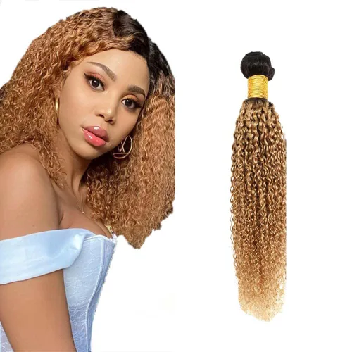 Vista 160 de 300g 1B27 Human Hair Bundles Honey Blonde Bundles Human Hair 10A Brazilian Virgin Remy Hair Extensions 8 10 12 Inch