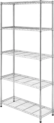 Vista 11 de Lykos Estante de almacenamiento de acero al carbono intercambiable para montaje en el suelo, estante de alambre ajustable, estante de metal, Negro