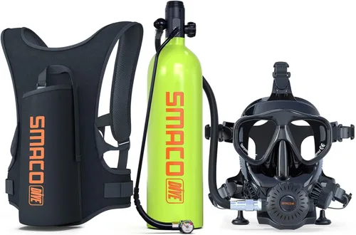 Vista 13 de SMACO Mini tanque de buceo para buceo en aguas poco profundas 1.9L Kit de tanque de buceo de cilindro de buceo proporciona 25-30 minutos de apoyo
