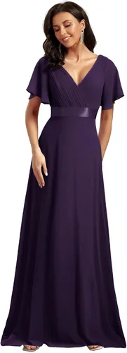 Vista 46 de Ever-Pretty Vestidos formales de mujer para madre de la novia, de manga corta, de chifón, con cintura imperio, de largo hasta el suelo, para dama