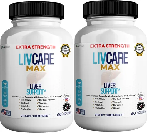 Vista 6 de Livcare Max Suplemento de apoyo hepático, extra fuerte, 60 cápsulas vegetales, suministro para 30 días con cardo mariano, remolacha, alcachofa (1)