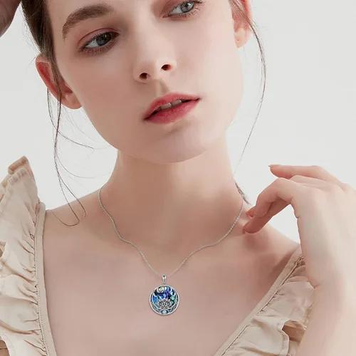 Vista 2 de CUPENDA Lotus FlowerEvil Eye Necklace Sterling Silver Evil Eye 7 Chakra Pendant Healing Spiritual Jewelry Birthday Gifts for Women
