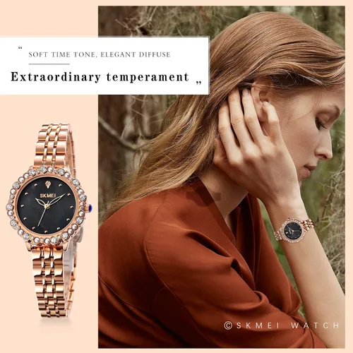 Vista 2 de SKMEI Women Watch, Leather Elegant Wrist Watch for Lady Girls, Analog Quartz Waterproof Watches for Women