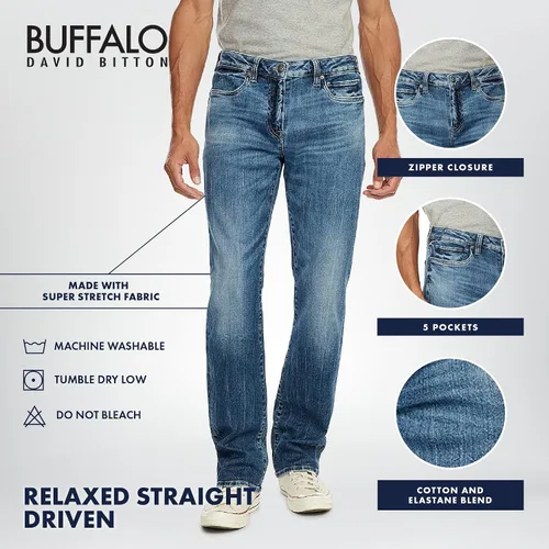 Vista 5 de Buffalo David Bitton Jeans rectos relajados para hombre Auténtico usado