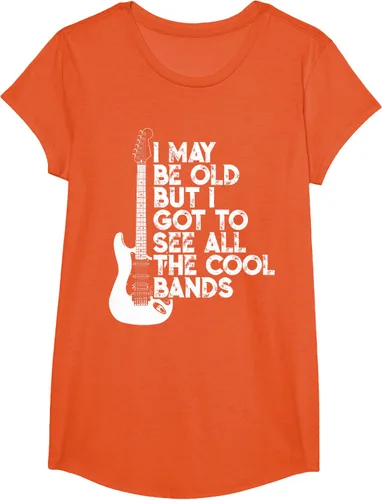 Vista 69 de Camiseta con texto en inglés "I May Be Old But I Got to See All The Cool Bands" Negro