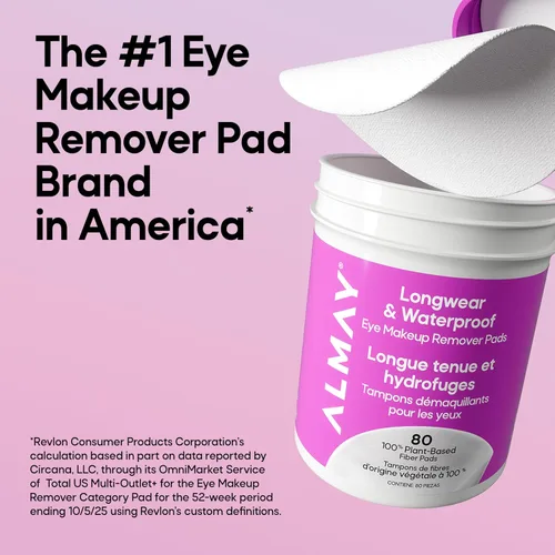 Vista 3 de Almay Almohadillas removedoras de maquillaje de ojos de larga duración e impermeables, 80 unidades (el embalaje puede variar) Gentle eye makeup