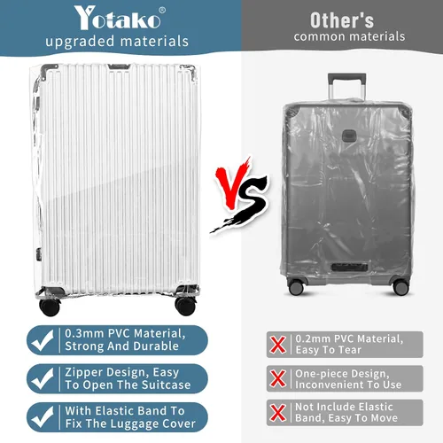 Vista 5 de Yotako Protectores de cubierta de maleta de PVC transparente 24 28 30 pulgadas cubierta de equipaje para maleta con ruedas, Transparente, Pvc