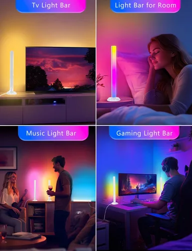 Vista 7 de Barra de luz RGB, barras de luz de juego con múltiples opciones de colocación, luces de juego LED inteligentes con sincronización de música y modos