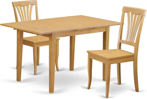Vista 16 de East West Furniture NOAV3-BLK-LC - Juego de comedor de 3 piezas para espacios pequeños, contiene una mesa de comedor rectangular con hoja