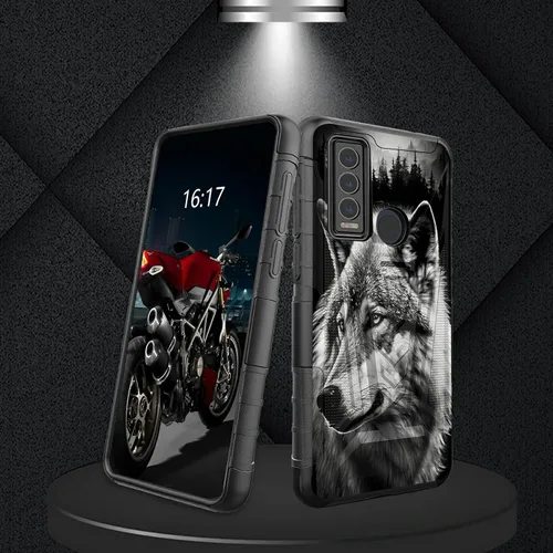 Vista 232 de Funda para AT&T Maestro Max 2021/Cricket Ovation 2 con protector de pantalla de vidrio templado, funda resistente con función atril integrada