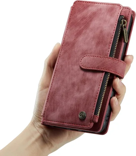 Vista 7 de UEEBAI - Funda tipo cartera para iPhone 7 Plus/iPhone 8 Plus, hecha a mano, de piel sintética, ranuras para tarjetas, cierre magnético, bolsillo