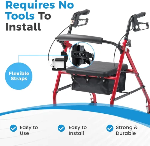 Vista 7 de Portavasos de movilidad para adultos, paquete de 2 – Soporte portátil para bebidas para silla de ruedas – Compatible con andador, andador