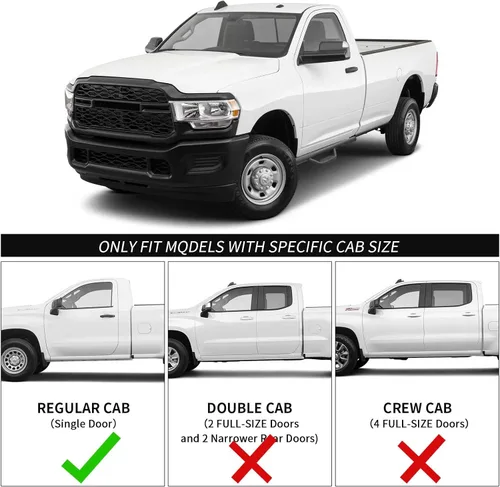 Vista 5 de Estribos compatibles con Ford F250 F350 F450 F550 Super Duty Cab Regular Cab 2 modelos de una sola puerta, escalones laterales desplegables de acero