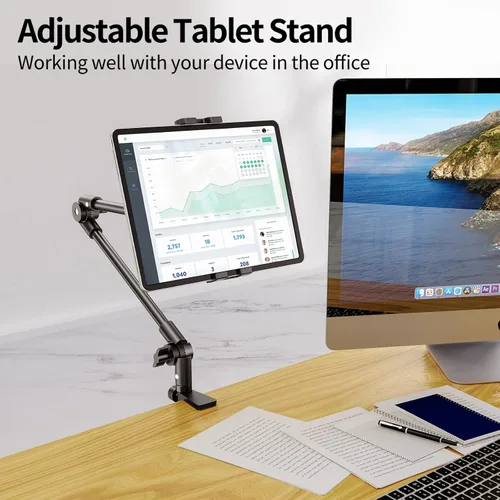 Vista 2 de KDD Soporte para tableta, soporte de teléfono iPad de ajuste, soporte de cámara web de brazo largo de 27 pulgadas para escritorio, apto