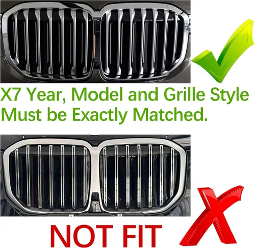 Vista 4 de Insertos de Parrilla Automotriz para BMW X7 G07 2019-2022 7 Rejillas, Accesorios para Parrilla Frontal G07,Tricolor ABS 7-Beam Grill Exterior Trim