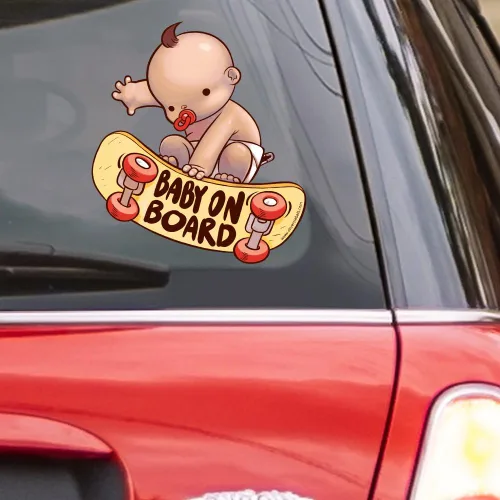 Vista 2 de Oliver's Labels Baby on Board Decals - Adhesivo de vinilo para ventana de coche para biberón