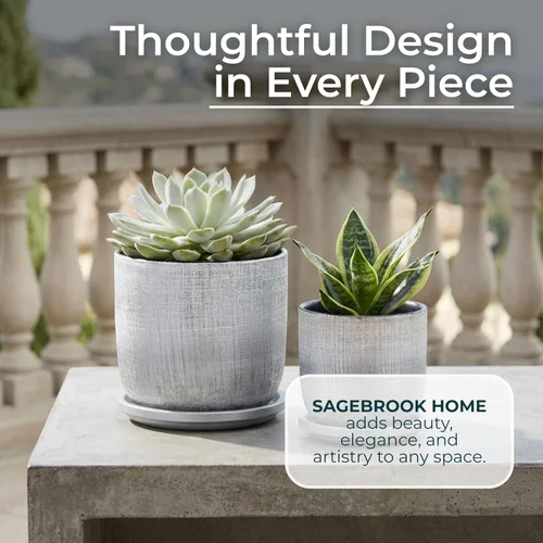 Vista 6 de Macetas de cerámica texturizada con platillo para decoración del hogar, macetas modernas y macetas para plantas de jardín, macetas elegantes