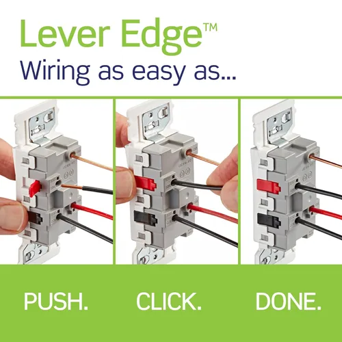 Vista 3 de Leviton Lever Edge - Interruptor basculante de 3 vías de 15 amperios, E5603-SW, color blanco
