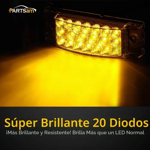 Vista 3 de Partsam 2 piezas Luces Marcadoras LED Ámbar de 6 pulgadas con 20 LED, Luz de Señal de Giro, Luces de Posición Laterales Delanteras Rectangulares