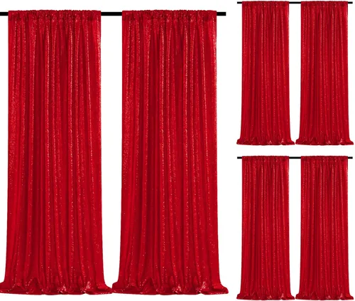 Vista 19 de Cortinas de fondo de lentejuelas con purpurina azul bebé, 2 piezas de 2 x 8 pies, telón de fondo de fiesta de baby shower para niños, hermosas