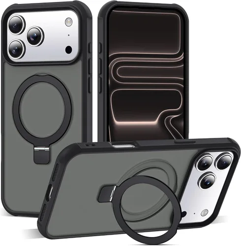 Vista 122 de SKYLMW - Funda compatible con iPhone 11 de 6.1 pulgadas, con soporte magnético invisible tipo anillo, funda translúcida de grado militar, compatible
