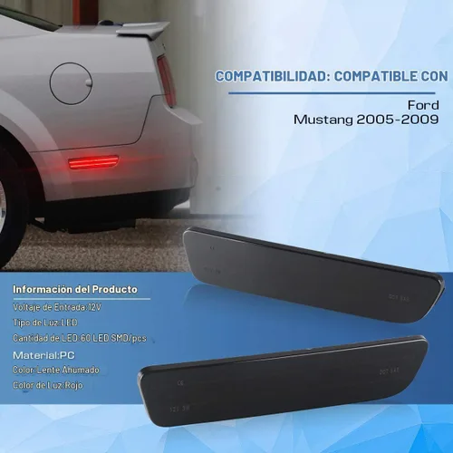 Vista 4 de Gempro 2 lámparas traseras de repuesto para lente ahumada, color rojo, para Ford Mustang 2005, 2006, 2007, 2008, 2009
