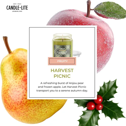 Vista 4 de Candle-lite Velas perfumadas de otoño, pera Anjou y manzana con ámbar dorado, frasco de 18 onzas con mecha única, orgullosamente fundido en EE. UU.