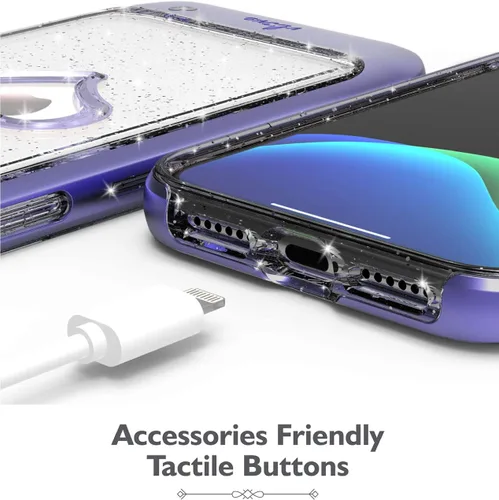 Vista 7 de VENA vLove - Funda transparente con purpurina compatible con Apple iPhone 11 (6.1 pulgadas 2019), forma de corazón (protección CornerGuard), funda