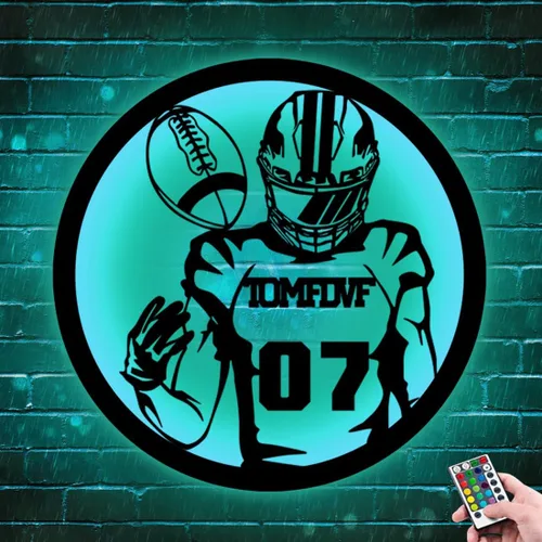 Vista 10 de Letrero de neón personalizado para jugador de fútbol, luz nocturna con degradado automático, luz nocturna LED de fútbol con nombre personalizado