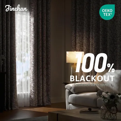 Vista 3 de jinchan Cortinas opacas para dormitorio, cortinas con estampado floral de pergamino gris topo de 84 pulgadas de largo para sala de estar, cortinas