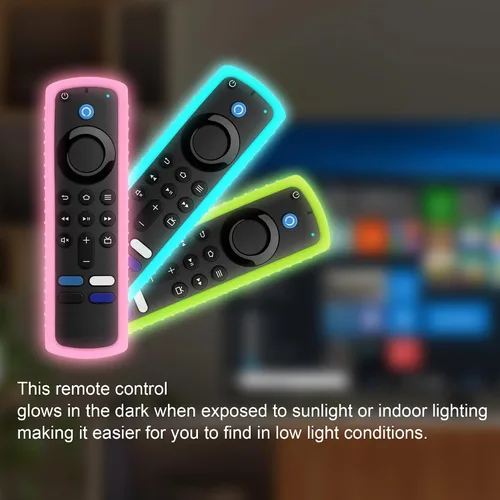 Vista 2 de Juego de 3 fundas de silicona para control remoto Fire TV Stick Soft washable silicone skin, compatible with most Fire TV 4K remotes, anti-slip