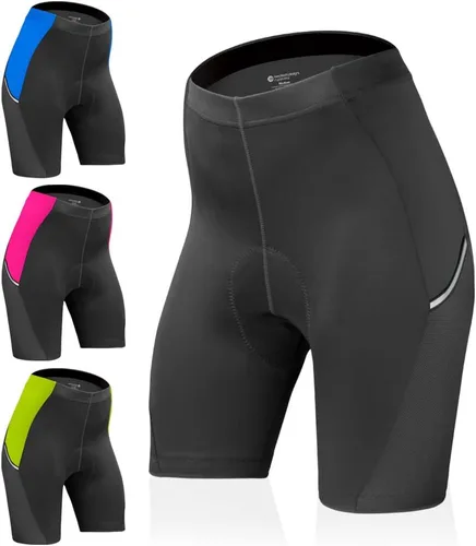 Vista 3 de AEROTECHDESIGNS Pantalones cortos de ciclismo acolchados Luna para mujer Bolsillo reflectante colorido Fabricado en Estados Unidos
