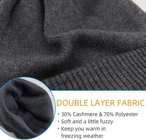 Vista 4 de Gisdanchz Gorro de invierno de gran tamaño, 30% cachemira, elástico