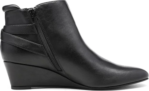 Vista 2 de DREAM PAIRS Botines negros de tacón de cuña para mujer