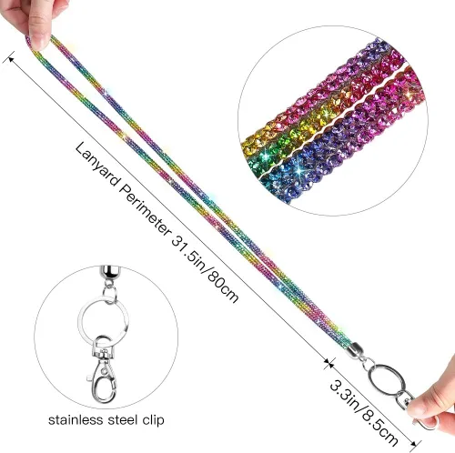 Vista 3 de Artscope Cordón para tarjetas de identificación, 34.8 pulgadas, correa de cuello de cristal brillante, cadena para mujer, collar (5 unidades)