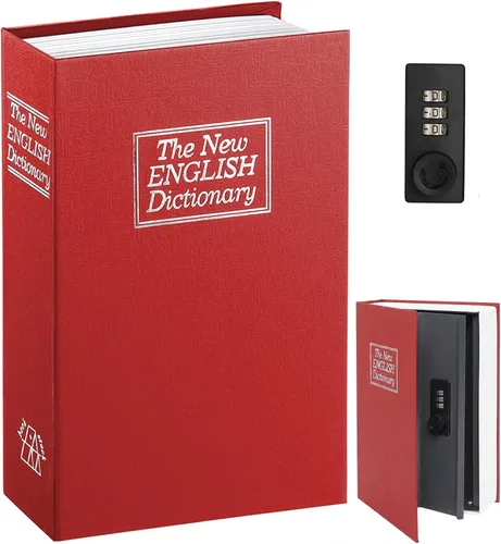 Vista 17 de Decaller Caja fuerte para libros con cerradura de llave, caja secreta de metal oculta para seguridad del hogar, dinero y joyas, 9.5 x 6.2 x 2.2