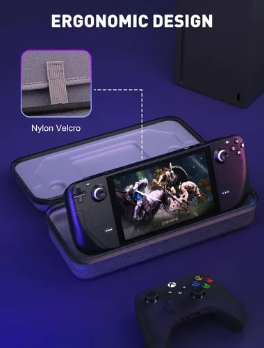 Vista 5 de Steamhof Carrying Case for Steam Deck, Portable Hard Shell Travel Case for Steam Deck Console and Accessories Comes with a Soft Lining, Extra AC
