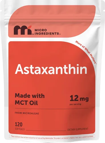 Vista 10 de Micro Ingredients Astaxantina de 12 mg con aceite MCT, 45 cápsulas blandas Suplementos antioxidantes de astaxantina premium* Fuente