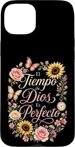 Vista 9 de Fe Cristiana El Tiempo De Dios ES Perfecto Floral Wreath Case for iPhone 16